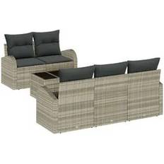 vidaXL 6 Piece Garden Sofa Light Grey Outdoor Lounge Set