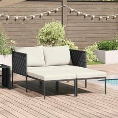 Metall - Vita Solsängar vidaXL Solbädd Med Kudde 2-Person Antracit 115 x 153 x 69.5 cm Stål