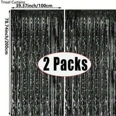 Black Doorway Party Curtains Shein Black Party Backdrop Metallic Foil Fringe Curtain