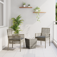 Gråa - Konstrotting Caféset vidaXL Bistro Set 3 pcs Grå Poly Rattan Caféset