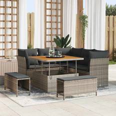 Metal Modulsofaer Havemøbler vidaXL Havesofa Sæt Med Pude 8 Pcs Grå 100 x 100 x 71 cm Modulsofa