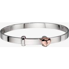 Fleur Silver Rose Gold Plated Fleur Heart Bangle - Gold/Pink/Silver