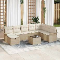 vidaXL Havesofa Sæt Med Pude Med Opbevaring 9 Pcs Beige Loungesæt