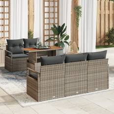 Havemøbler vidaXL Canapés Jardin 6 Pièces Avec Coussins Gris Poly Rotin Ensemble de Salon d'Extérieur