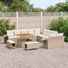 Havemøbler vidaXL Havesofa Sæt Med Opbevaring 13 Pcs Beige Loungesæt