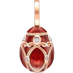 Diamond - Rose Gold Charms & Pendants Faberge Heritage Egg Diamond Charm 18kt Rose Gold - White Diamond/Red