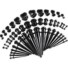 Black Piercings Kikidex Ear Tapered Plug Heart Tunnel Kit 14G 0000G 1.3mm 12mm - Black