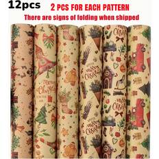 Yellow Gift Wrapping Papers Temu 12-Pack Vintage Yellow Christmas Wrapping Paper