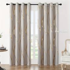 Beige - Stripes Curtains Temu 2pcs Classic Grommet Top Blackout Curtains