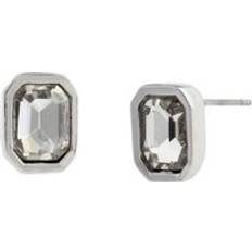 Punk Romance Emerald Cut Stone Stud Earrings - Tan