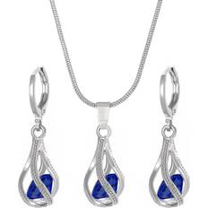 Blue - Women Jewellery Sets Maxpower Retro Zircon Crystal Jewelry Set - Dark Blue