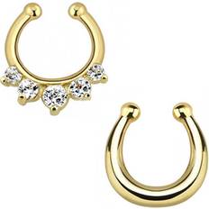 Piercinger Megabilligt Septum Nese Falske Piercing Gull 2-Pack
