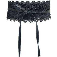 Lace - Women Accessories Kikidex Women's Lace Waist Belt Wide Band Cinch - Black