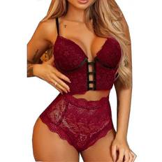 Green Lingerie Sets Kikidex Womens Sexy Lace Lingerie Push Up Bra Briefs Set - Green