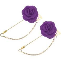 Purple Brooches Uxcell Cloth Gold Trim Rose Pin 2pcs Lapel Stick - Purple