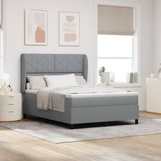 140cm Continental Beds vidaXL Box Spring with Mattress Light Grey 140x200 cm Continental Bed