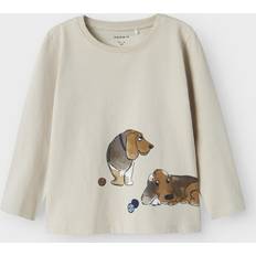 Beige - Drenge T-shirts Name It Peyote Nmmknud Ls Top 104 Bluse - Beige
