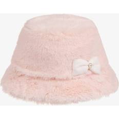 Girls Bucket Hats Jamiks Pale Pink Faux Fur Bucket Hat - Pink
