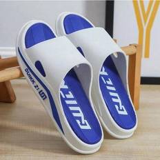 Adult Slides Vehhe Men's Summer Thick Bottom Super Soft Slippers Indoor Bath Roo - White/Blue