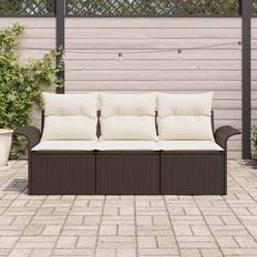 Polyrattan Loungesæt vidaXL Havesofa Sæt Med Pude Med Opbevaring 3 Pcs Brun Loungesæt, borde inkl. 1 sofaer