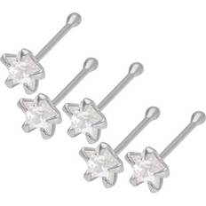 Zirconia Piercings Jewellerybox Clear Star Cz Nose Stud Ball End Set - Sterling Silver