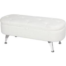 Homcom Bänk Oval Teddy Fleece Med Förvaring Förvaringsbänk