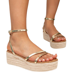 Gold Low Shoes Shein Women's Hemp Rope Woven Sandals - Gold