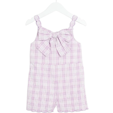 River Island Kid's Gingham Bow Playsuit - Purple
