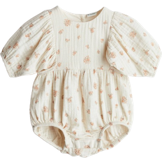 H&M Cotton Muslin Romper Suit - Cream/Floral (1270740001)