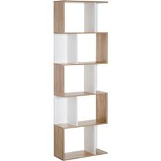 Plastic/Wood - White Shelves Homcom S-Shaped Wooden Oak Book Shelf 184.5cm