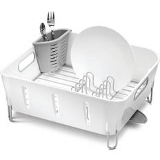 Med håndtag - Plast Opvaskestativer Simplehuman Compact White Dish Drainer 32.8cm