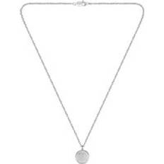Silver Tone Necklace Double B Monogram Medallion