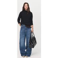 Mango Knitted Sweater With Perkins Neck - Black