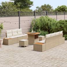 vidaXL Garden Set with Pillow 10 Pcs Beige Modular Sofa