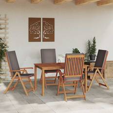 Teak Garden Chairs vidaXL Reclining Garden Chairs with Cushions 4 pcs