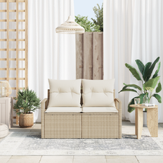 vidaXL 2-Personers Havemøbel Med Opbevaring Og Puder Beige Sofa