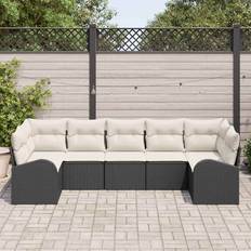 Metal Modulsofaer Havemøbler vidaXL Havesofa Sæt Med Pude 7 Pcs Sort Hvid Modulsofa