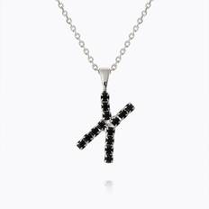 Caroline Svedbom Svarta Halsband Caroline Svedbom Mini Letter Black Necklace Letter X Gold Rhodium