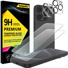Screen Protector for iPhone 15 Pro with Camera Lens Protector 2-Pack Transparent