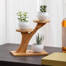 Pots, Plants & Cultivation Temu Elegant Bamboo Plant Stand Two-tiered Display