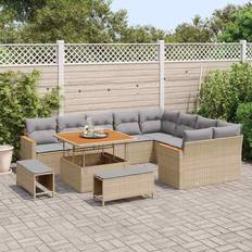 Havemøbler vidaXL Havesofa Sæt Med Pude 12 Pcs Beige Loungesæt