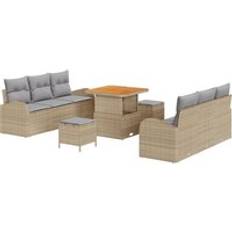 Havemøbler vidaXL Havesofa Sæt Med Pude 9 Pcs Beige Loungesæt