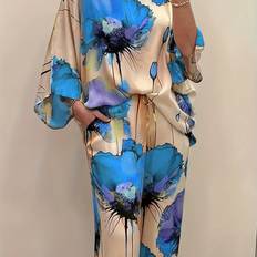Multicoloured - Women Suits Temu Pullover And Pants Set Casual Loose Fit Printed Two-piece Outfit - Medium