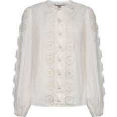 Ivory Embroidered Cotton Lucky Blouse - Ivory