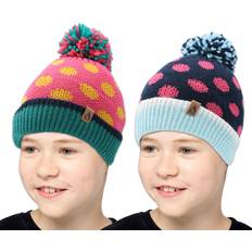 Polyester Beanies Children's Clothing A2Z Kids Girls Hat Spotty Bobble Beanie 2 Pack - Pack Of 2