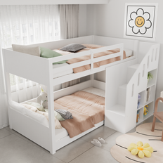 Multifunctional White for 2 Single Beds Bunk Bed