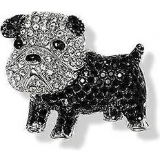 Black Brooches Kikidex Cartoon Puppy Dog Cute Animal Black White Dog Brooch Pin - Black/White