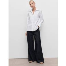 Mango Long Sleeve Curved Hem Shirt - White