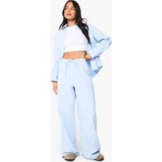 Boohoo Skinny Trousers boohoo Linen Look Drawstring Trousers - Blue