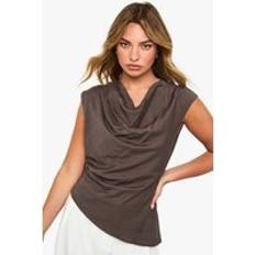 Blouses boohoo Womens Textured Woven High Neck Blouse - Green